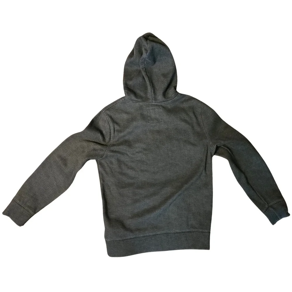 Hollister Kids Grey Herringbone Fleece Lined Pullover Hoodie Sweatshirt Medium